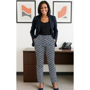 BODEN | Richmond Blue and White 7/8 Trouser‎ Workwear Office Ankle Pants Sz. 8